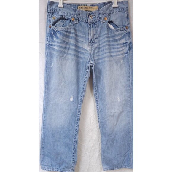 Big Star Mens 33Rx30 Light Wash Distressed Regular Fit Boot Cut Pioneer Jeans - Picture 1 of 12